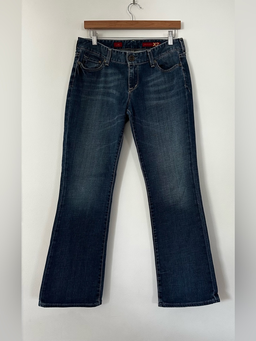 Vintage Express X2 Denim Bootcut Jeans Size 8R Y2K Aesthetic Contrast Stitch EUC